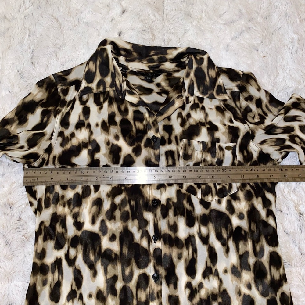Guess Leopard Print Button Up Chiffon Long Sleeve… - image 6